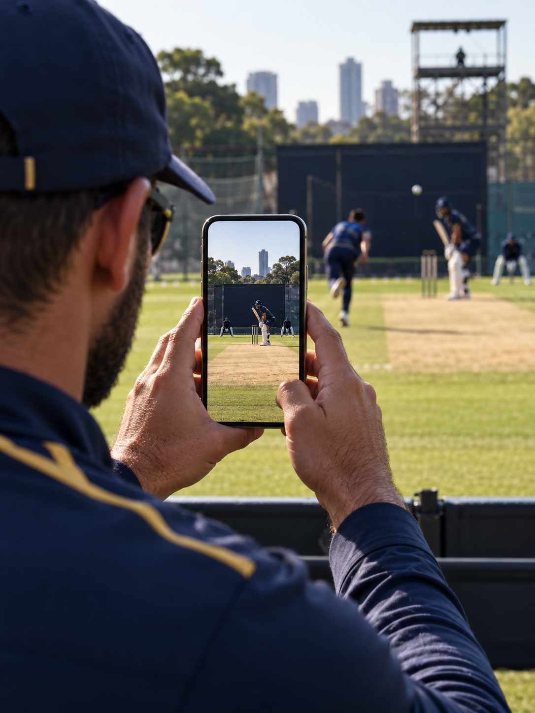 Cricket play recorded on a smartphone